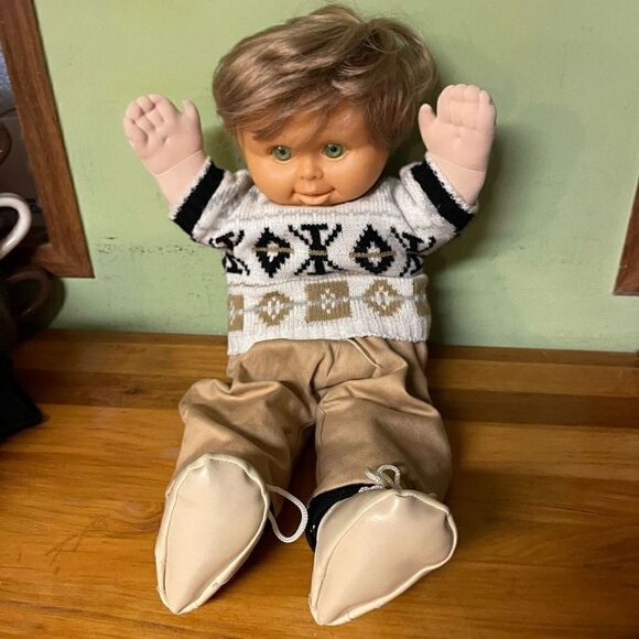 1984 Childs Playmate Boy Puppet Rare Blonde Hair Green Eyes HTF - Picture 1 of 7